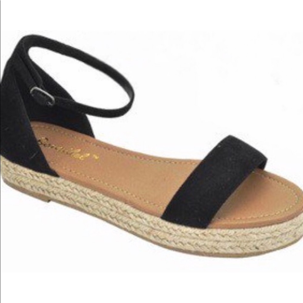 Black Espadrille Flatform Summer Sandal - Picture 5 of 5